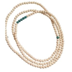 Vintage 62" Howlite Turquoise Prayer Beads Necklace Mala Rosary Style Boho Layer